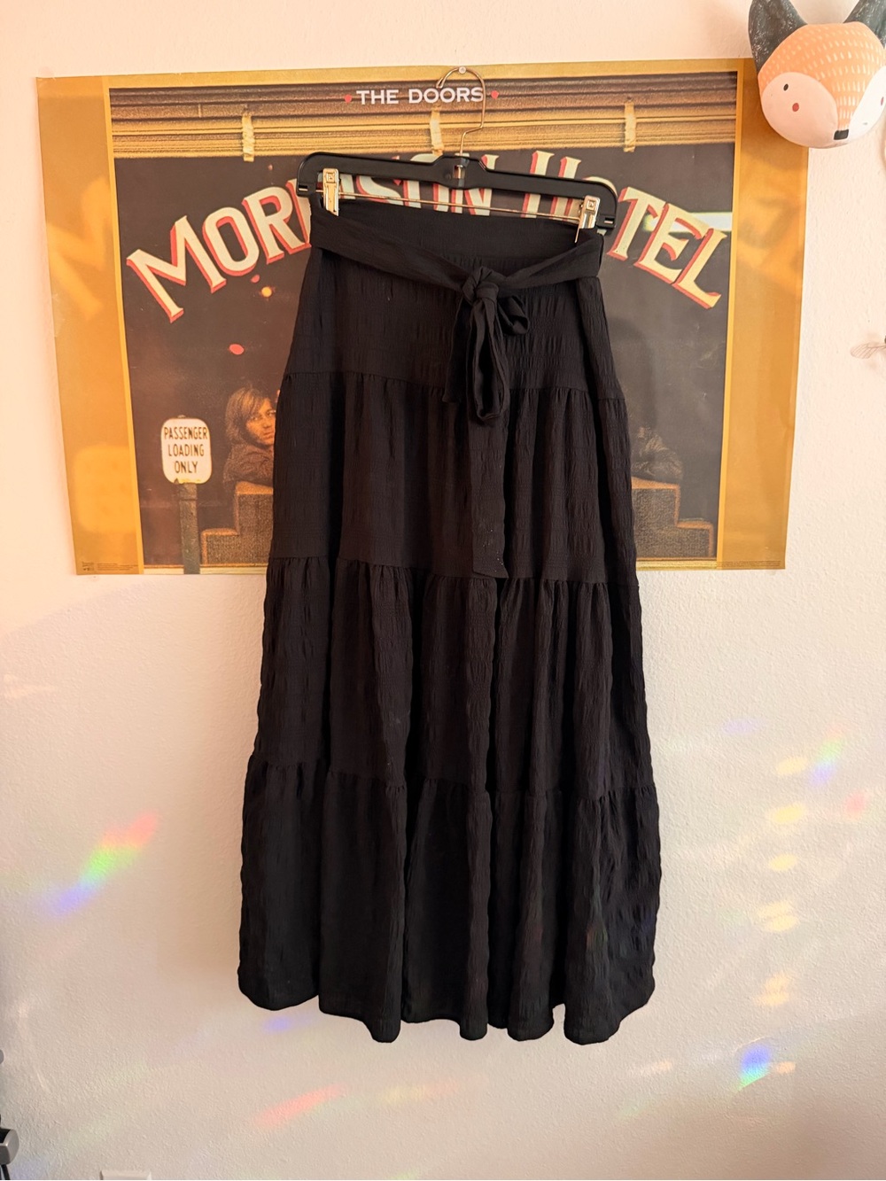 HYFVE Black Tiered Maxi Skirt with Waist Tie Detail